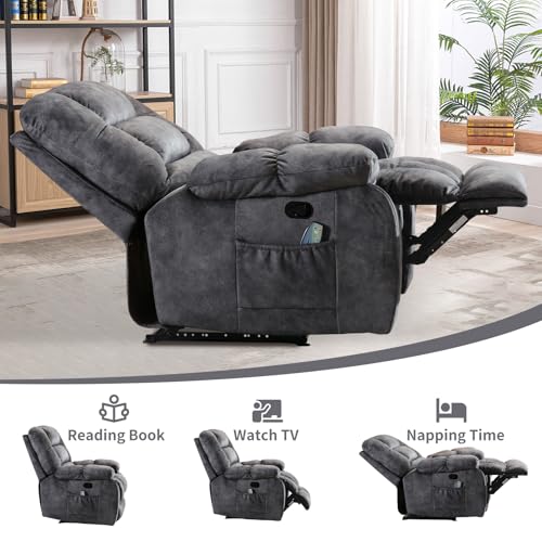 Massage Recliner Chair with Heat and Massage, Soft Fabric Ergonomic Manual Reclining Chairs