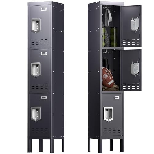 Locker Metal Storage Cabinet, Steel Office Storage Lockable Lockers for Employees Kids School Gym Home Garage Locker with Mirror & Hooks (5 Doors