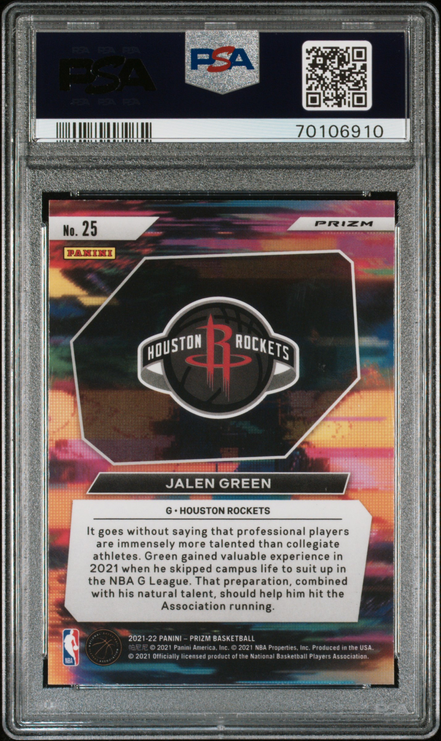 Jalen Green Rockets 2021 Panini Prizm Instant Impact Green Rookie Card #25 PSA 9