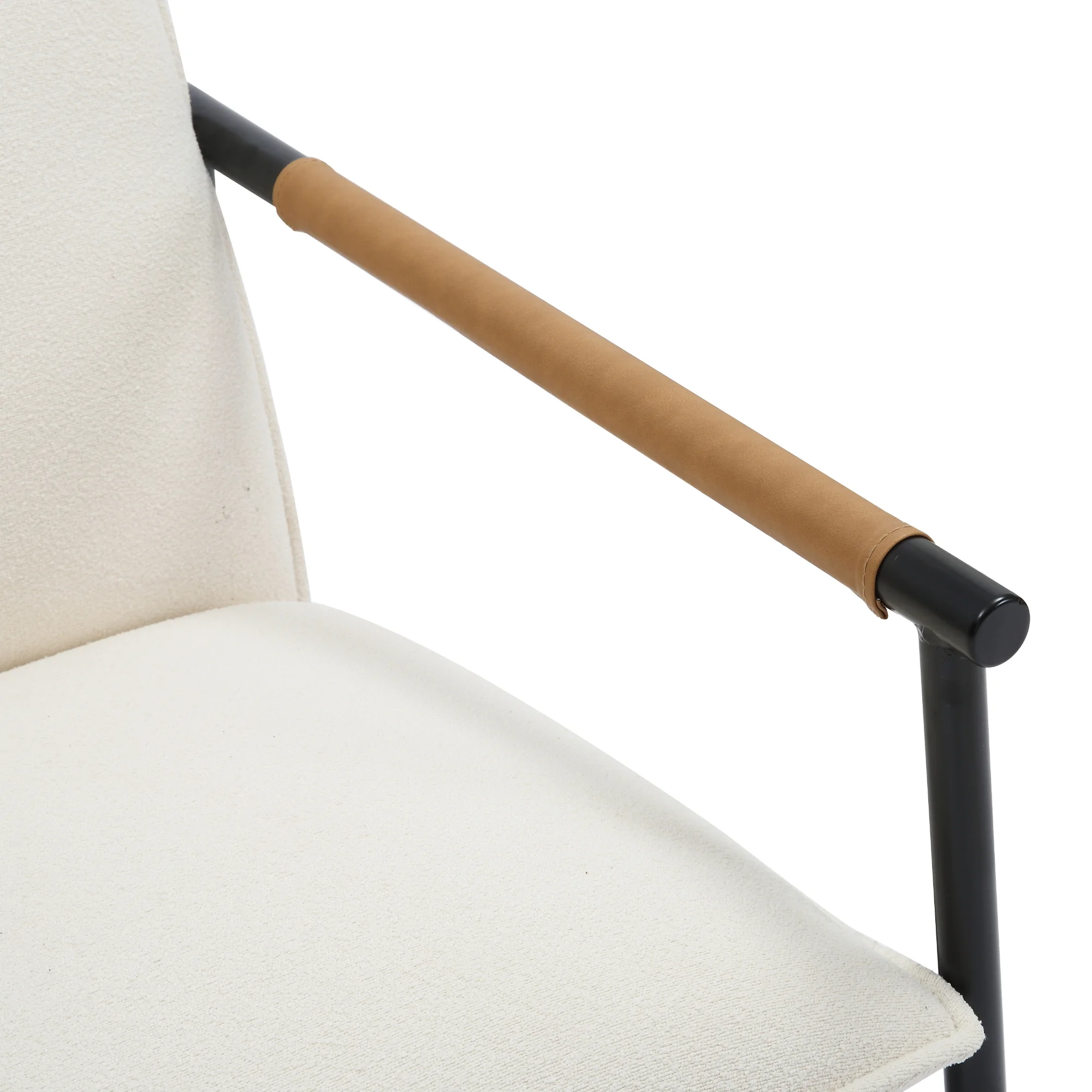 Nathan James Omel Lounge Reading Chair, Modern Living Room Accent Chair with Metal Frame and Boucle Upholstery, White/Black - Radiant Selections