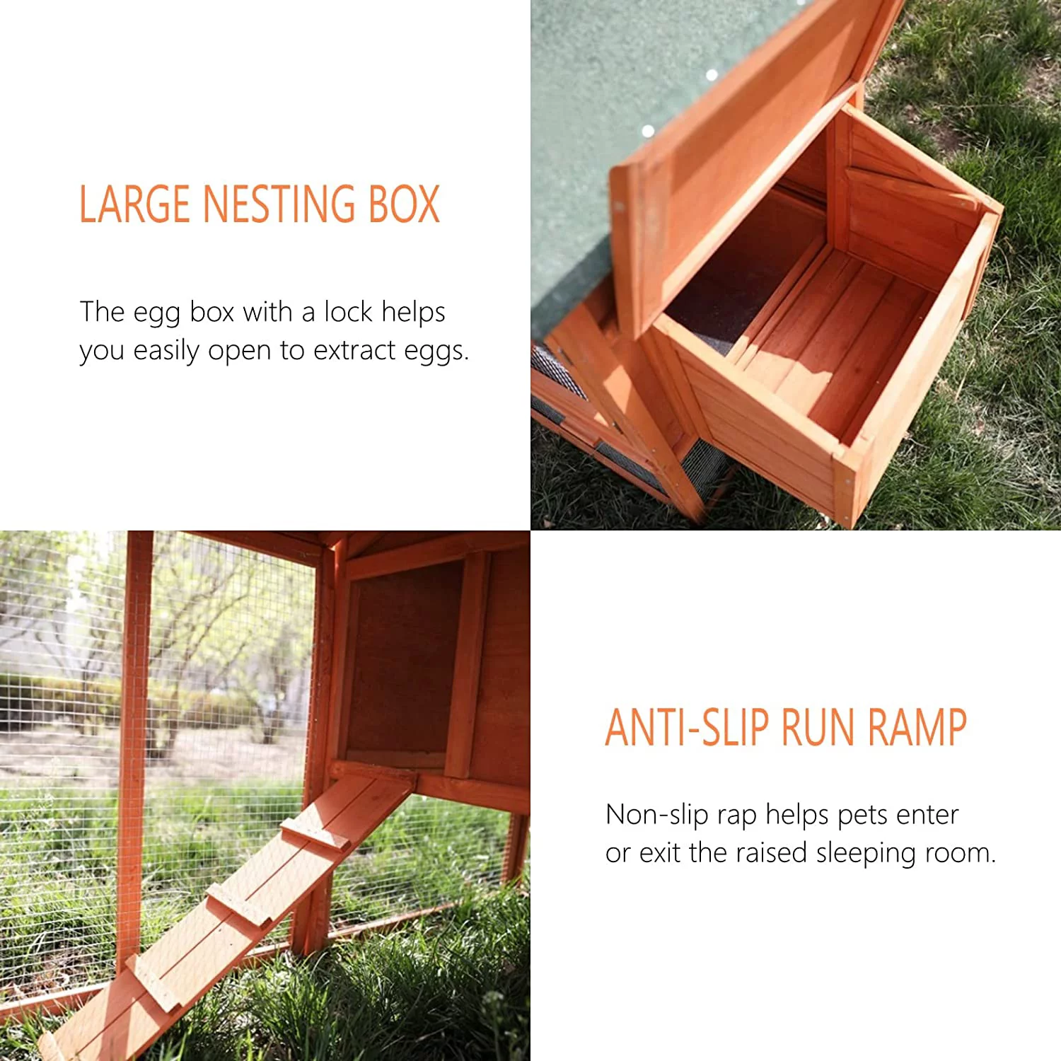 Arlopu 65" Chicken Coop, Outdoor Wooden Poultry Cage, Multi-Level Hen House with Ramp, Nesting Box, Removable Tray & Weatherproof Asphalt roof