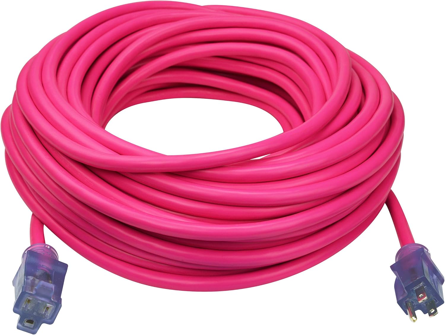 Clear Power 50 ft 3 Outlet Heavy Duty Outdoor Extension Cord 12/3 SJTOW, Yellow, Water & Weather Resistant Flame Retardant, Power Indicator Light