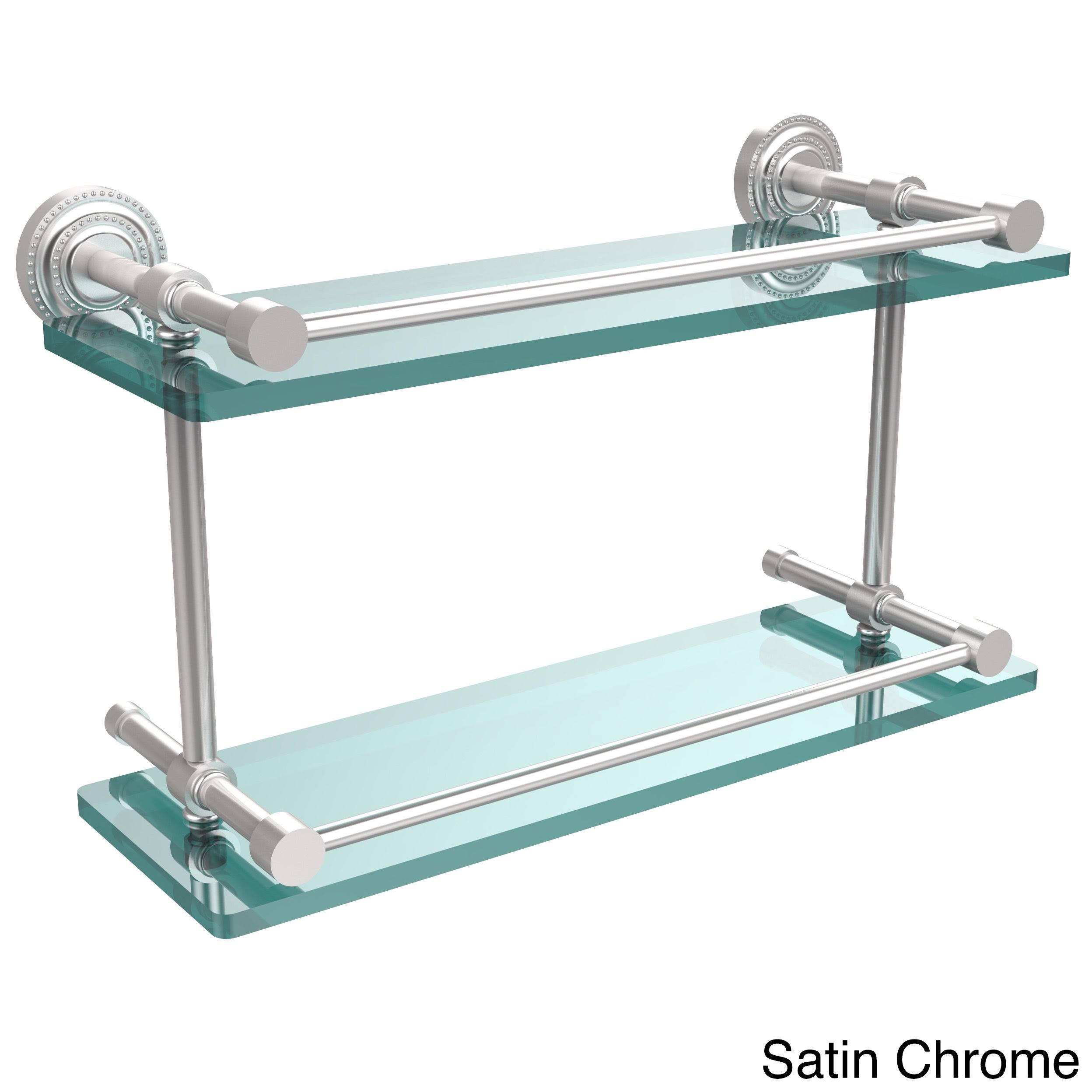 Allied Brass Dottingham Double Glass Shelf with Gallery Rail - Satin Chrome - 16 inch