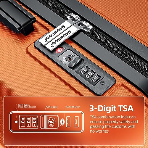 SHOWKOO Luggage Sets Expandable PC+ABS Durable Suitcase Double Wheels TSA Lock Black