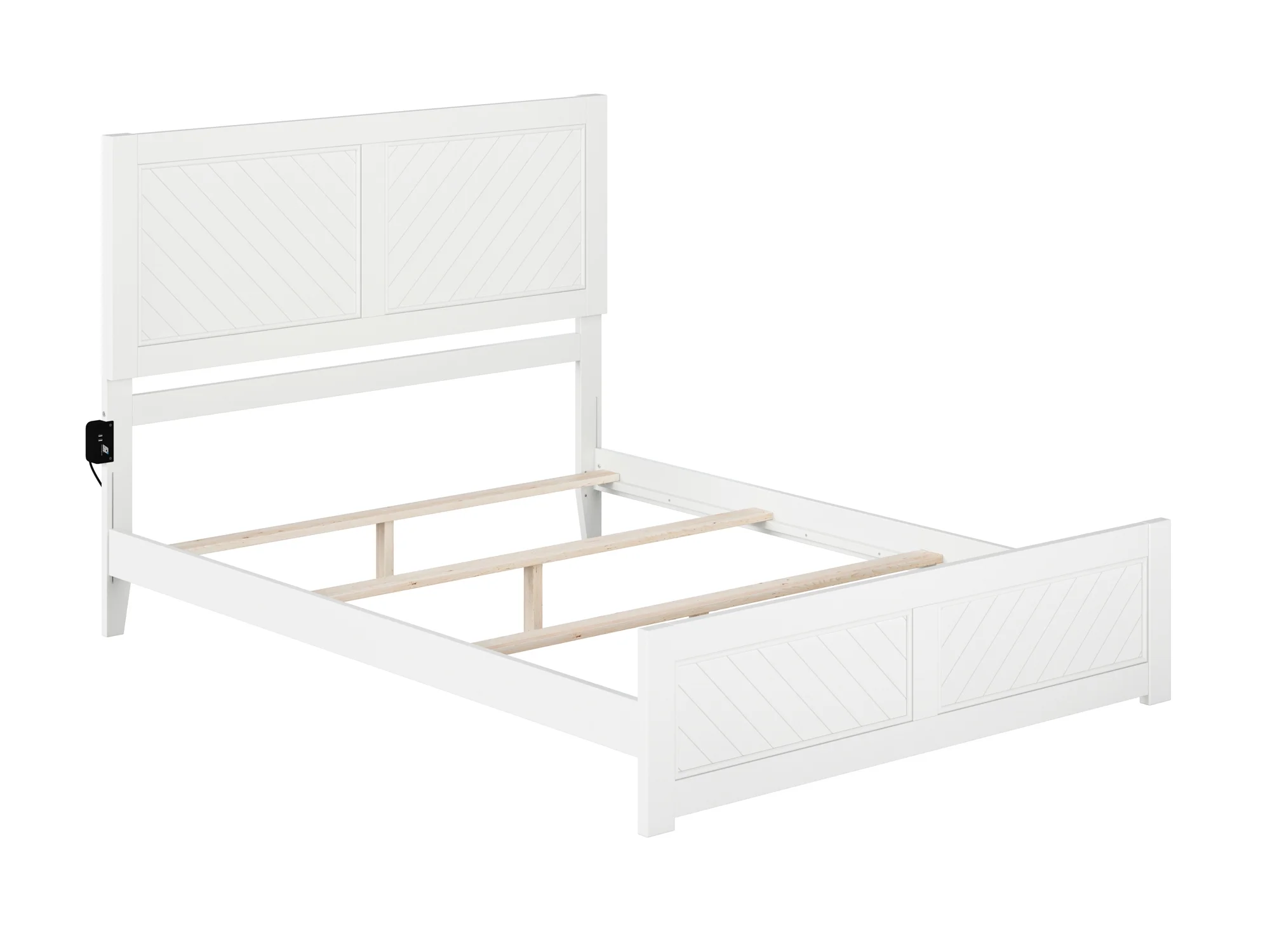 AFI Canyon White Solid Wood Foundation Bed Frame with Matching Footboard, Queen