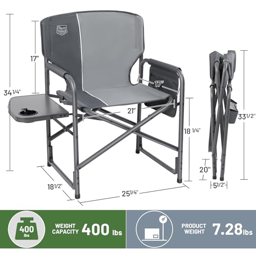 TIMBER RIDGE Folding Rocking Camping Chair, 400lbs Capacity Portable Oversized Outdoor Rocker with Hard Armrests, Cup Holder & Side Pocket
