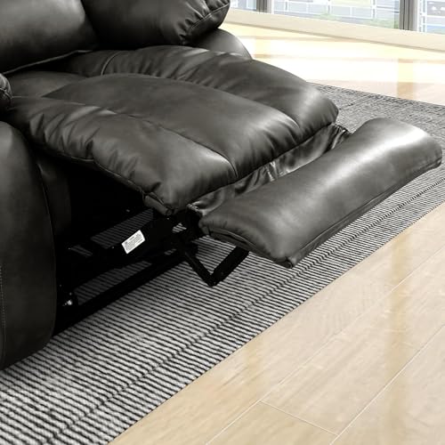 EDILLY Large Genuine Leather Power Lift Recliner Chairs for Elderly, Dual Motor with Massage and Heating,Double Lumbar Cushion and Extended Footrest