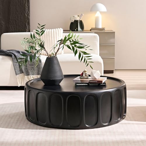 JUSTONE 15.75 ''Round Coffee Table, Accent End Table for Living Room Office Apartment, Modern Minimalist Side Table with Faux Marble Pattern