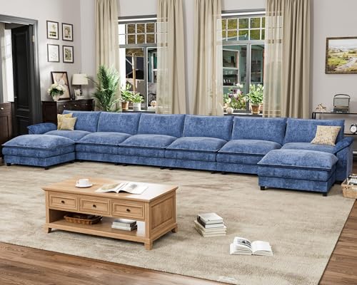 Homall 119" Modular Sectional Sofa, L Shaped Sofa Couch with Reversible Ottoman, DIY Combination Chenille Deep 3-Seat Cloud Couch for Living Room