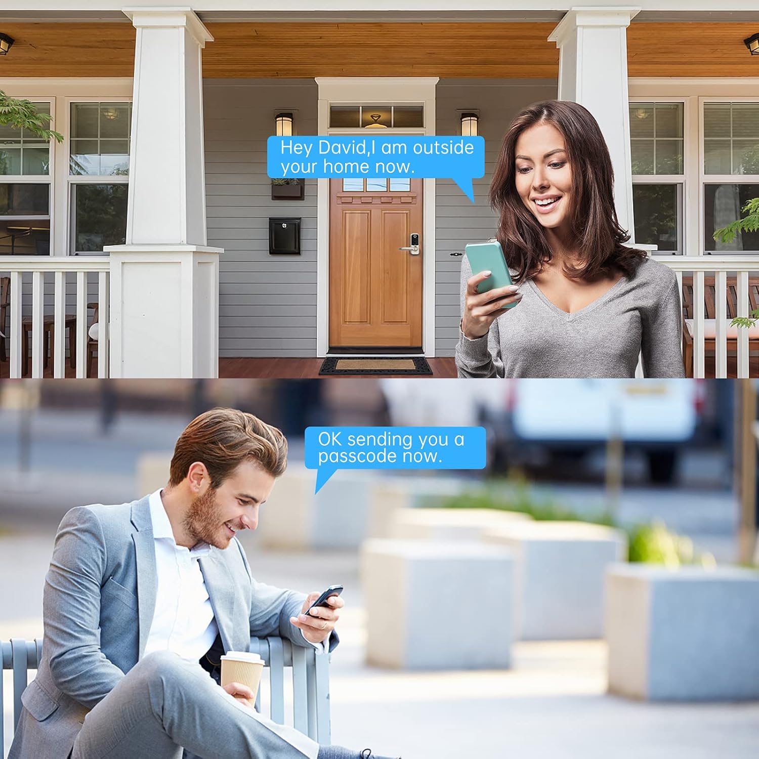 [2021 Newest]Smart Lock SMONET 5-in-1 Keyless Entry Fingerprint Door Lock, Bluetooth Lock with Reversible Handle