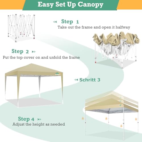 COBIZI 10x10 Pop up Canopy Tent Protable Canopy Tent with 4 Sidewalls Waterproof Commercial Instant Shelter for Parties, Wedding