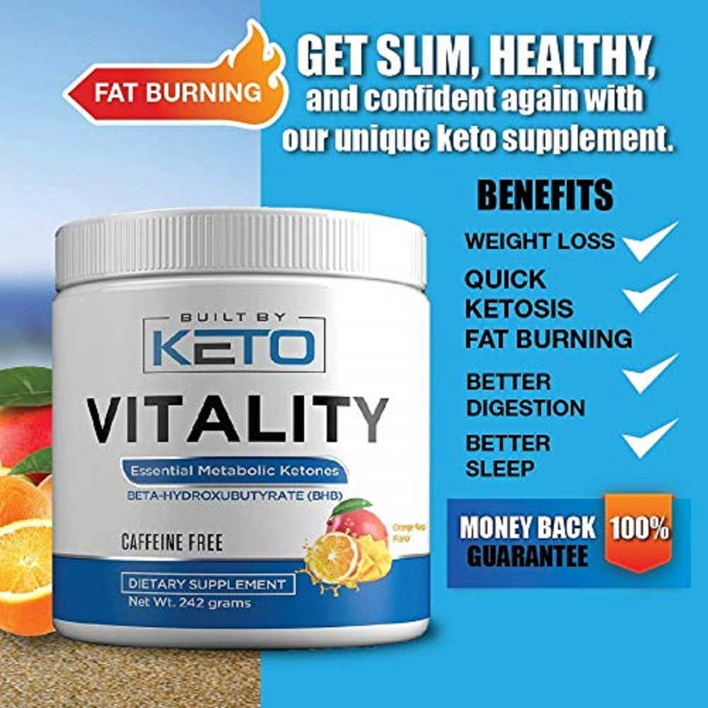 Built by Keto Vitality - Keto BHB Salts - Exogenous Ketones - Orange Mango 242g