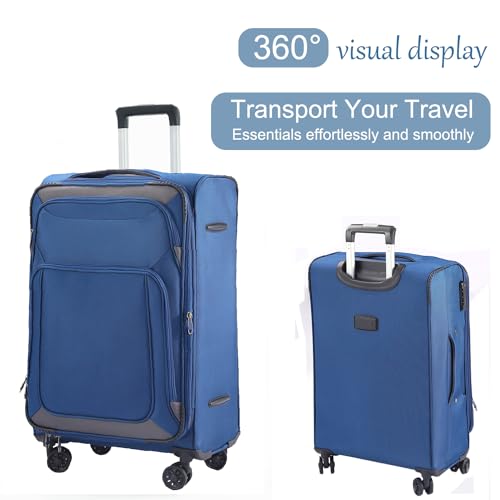 Softside Luggage Sets With Spinner Wheels, Softshell Lightweight Suitcase With Expandable And TSA Lock, 3pcs Set (blue)