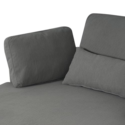 51.2" W Oversized Accent Barrel Chair Comfy Corduroy Upholstery Round Leisure Armchair w/Adjustable Headrest,4 Pillows