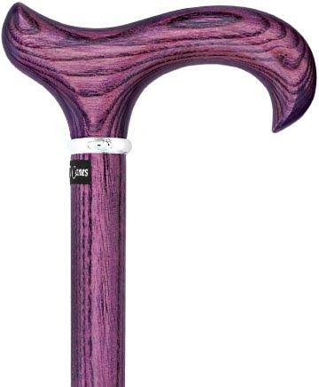 Royal Canes -Vivid Purple Derby Walking Cane with Ash Wood Shaft and Silver Collar