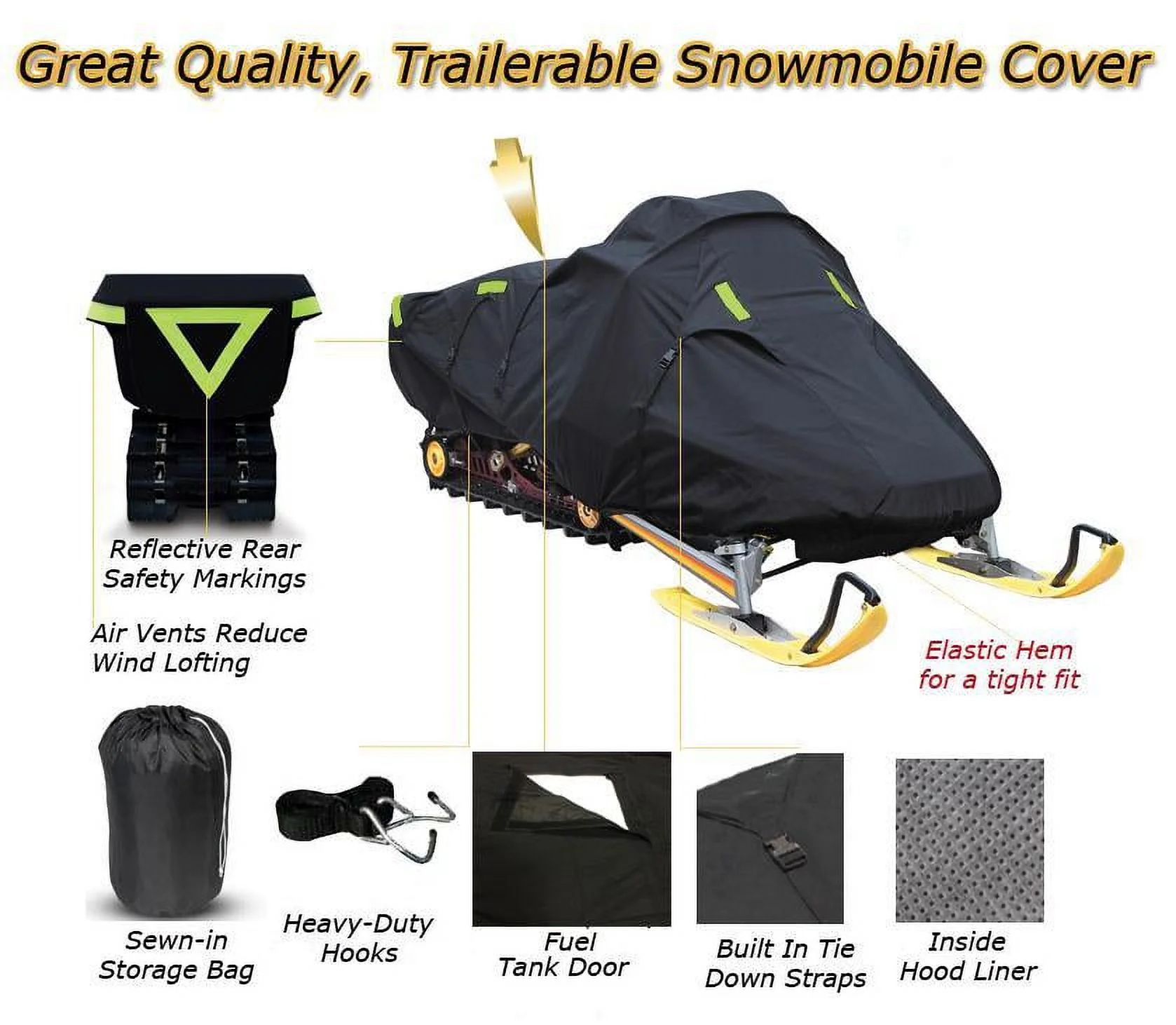 Snow Cover Compatible for 2014-2018 Ski Doo Bombardier snowmobile model MX Z TNT 900 ACE, Trailerable 600 Denier Snow Machine Sled Gear