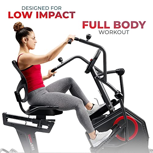 Sunny Health & Fitness Elite Recumbent Cross Trainer & Elliptical Machine with Arm Exercisers for Home Arm/Leg Training