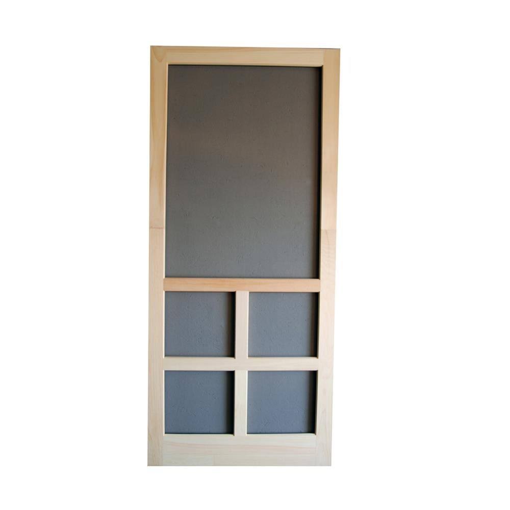 Screen Tight Summit 36-in x 80-in Wood Wood Frame Hinged Cross Bar Screen Door | WSUM36