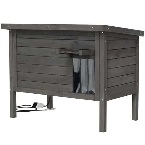 GDLF Outdoor Feral Cat House Heated Cat Shelter with 100% Insulated All-Round Foam Weatherproof for Multiple Felines 34.5"X21.5"x27.2"