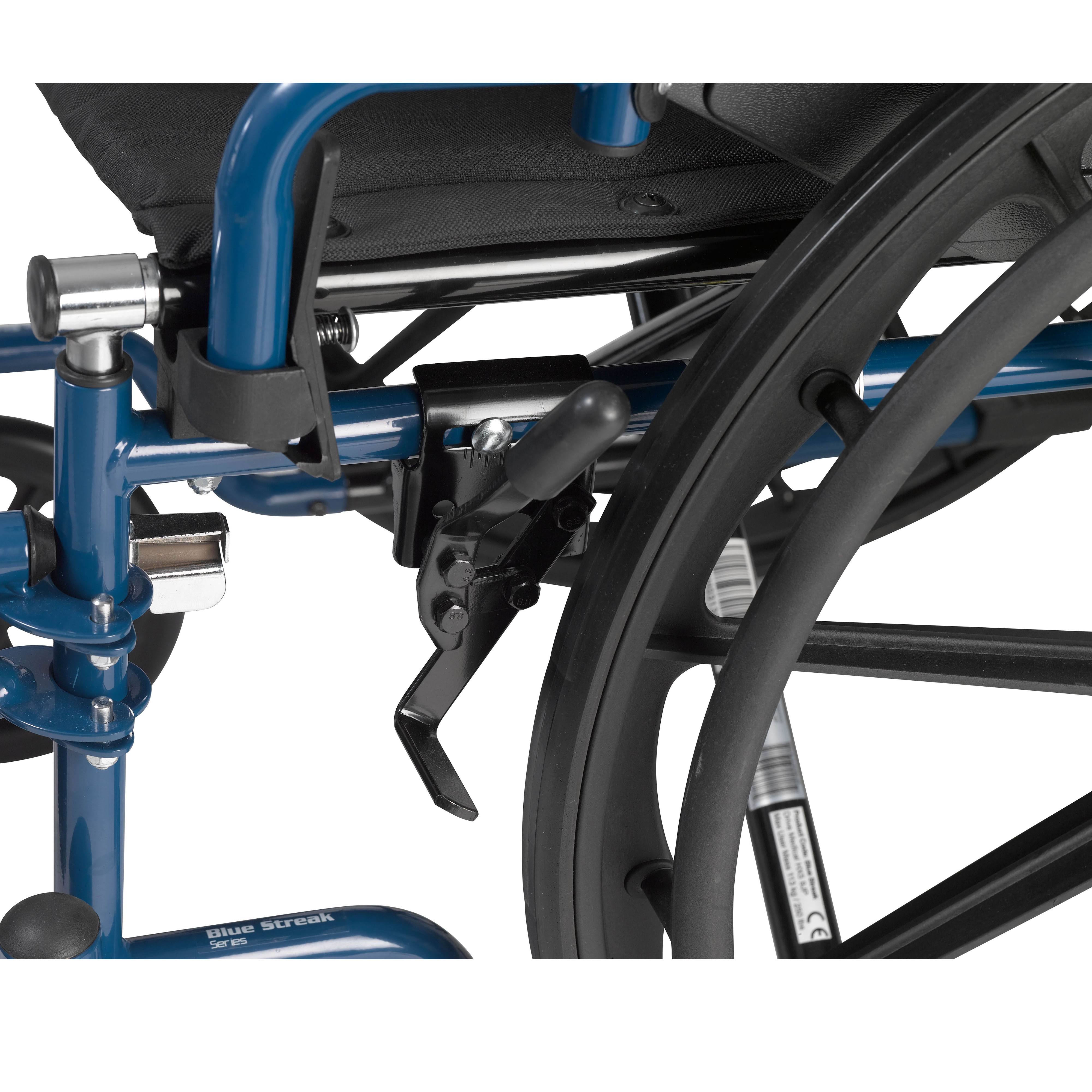 Drive Medical Blue Streak Wheelchair with Flip Back Desk Arms, Swing Away Footrests, 16x22 Seat
