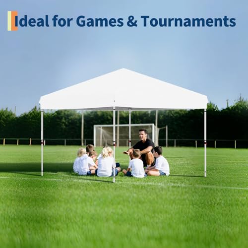10x20 Pop Up Canopy - Easy Up Camping Tent with One Roller Bag, 3 Adjustable Height, 4 Weight Bags for Deck, Garden, Sports, Beach, Party - White