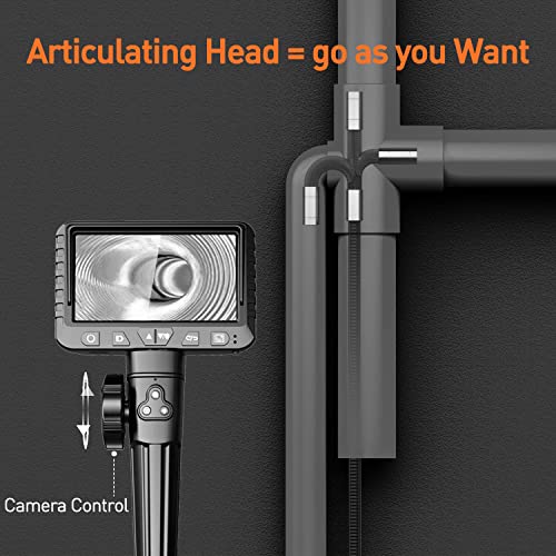 10FT Articulating Borescope, Inspection Camera with 0.33in Two-Way Steering Snake Camera