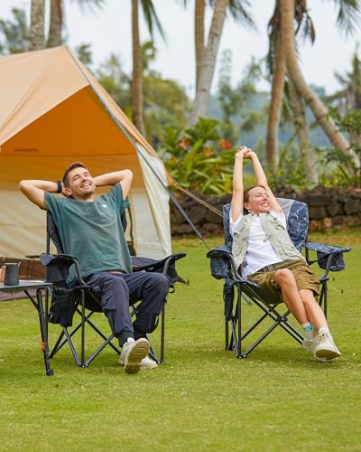 KingCamp Oversized Camping Folding Chair, Heavy Duty 450 LBS with Lumbar Support, Padded Outdoor Chair with Cup Holder