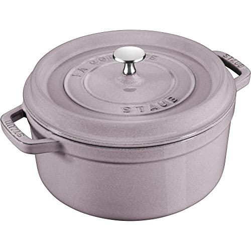 STAUB Cast Iron Dutch Oven 5.5-qt Round Cocotte, Made in France, Serves 5-6, Black Matte