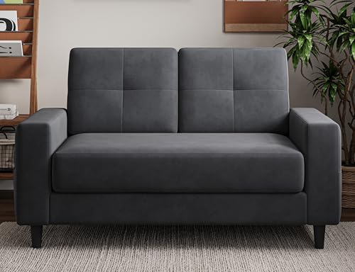 Txtin's Loveseat Sofa 53" Small Couches for Small Spaces 2 Seater Mini Couch for Bedroom Comfy Modern Love Seat for Apartment Office Living Room Brown
