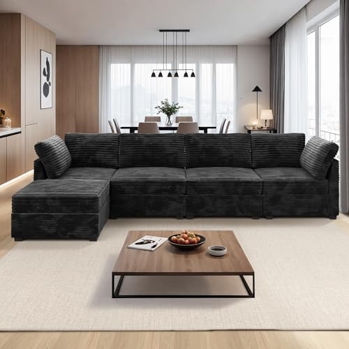 ovios 130.7" Modular Sectional Sofa Couch, U-Shaped Cloud Couches with 2 Ottomans Chaise