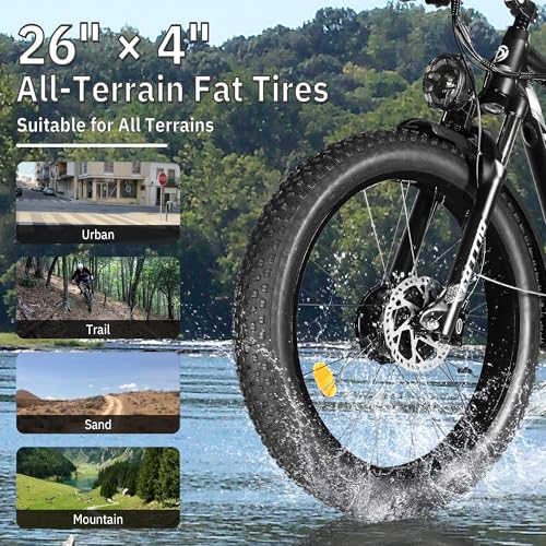 TUTTIO Electric-Bike for Adults-Men, Dual-Motor-Ebike 40-46MPH-Hunting-Ebike, 52V 30AH Long Range Dirtbike, 26" Fat-Tire-Electric-Bicycle