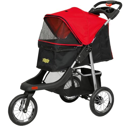 VIAGDO Premium Heavy Duty Dog Stroller for Small Medium Dogs & Cats, 3-Wheel Pet Stroller