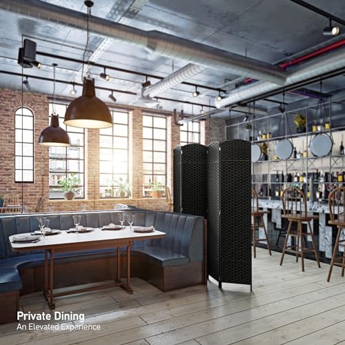Sorbus 8-Panel Black Room Divider with Double Hinged Panels, 6 ft Tall Folding Privacy Screen