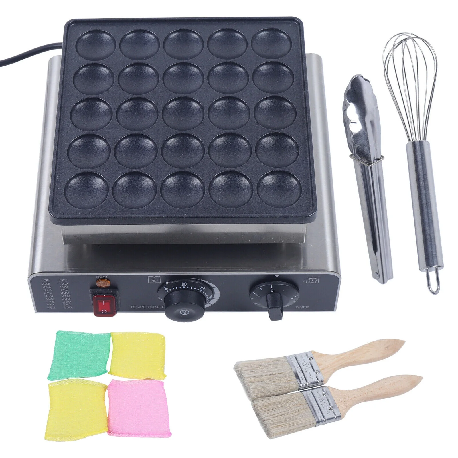 800W Commercial Nonstick Waffle Maker Machine Mini Dutch Pancake Baker 25PCS
