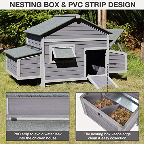 Large Chicken Coop - Unique Folding Design for Easy to Set Up - Chicken House for Outdoor with Two Nesting Box, Leakproof Pull-on Tray