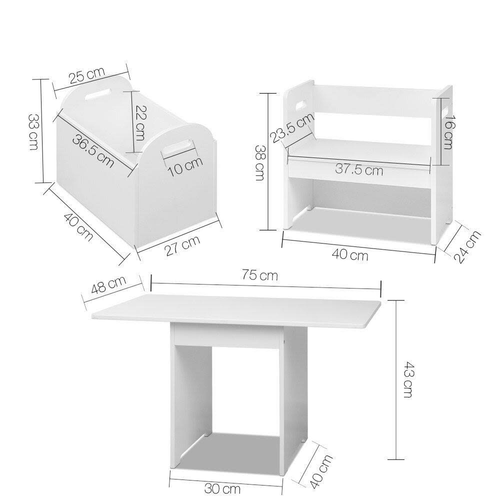 Kids Table and Chair Set - White