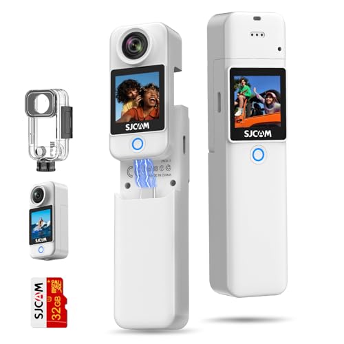 SJCAM C300 4K Action Camera,7H Power Use, 6-Axis Stabilization Pocket Camera,Handheld Dual-Touch Screen Body Camera,30M Waterproof,Gifts for Kids