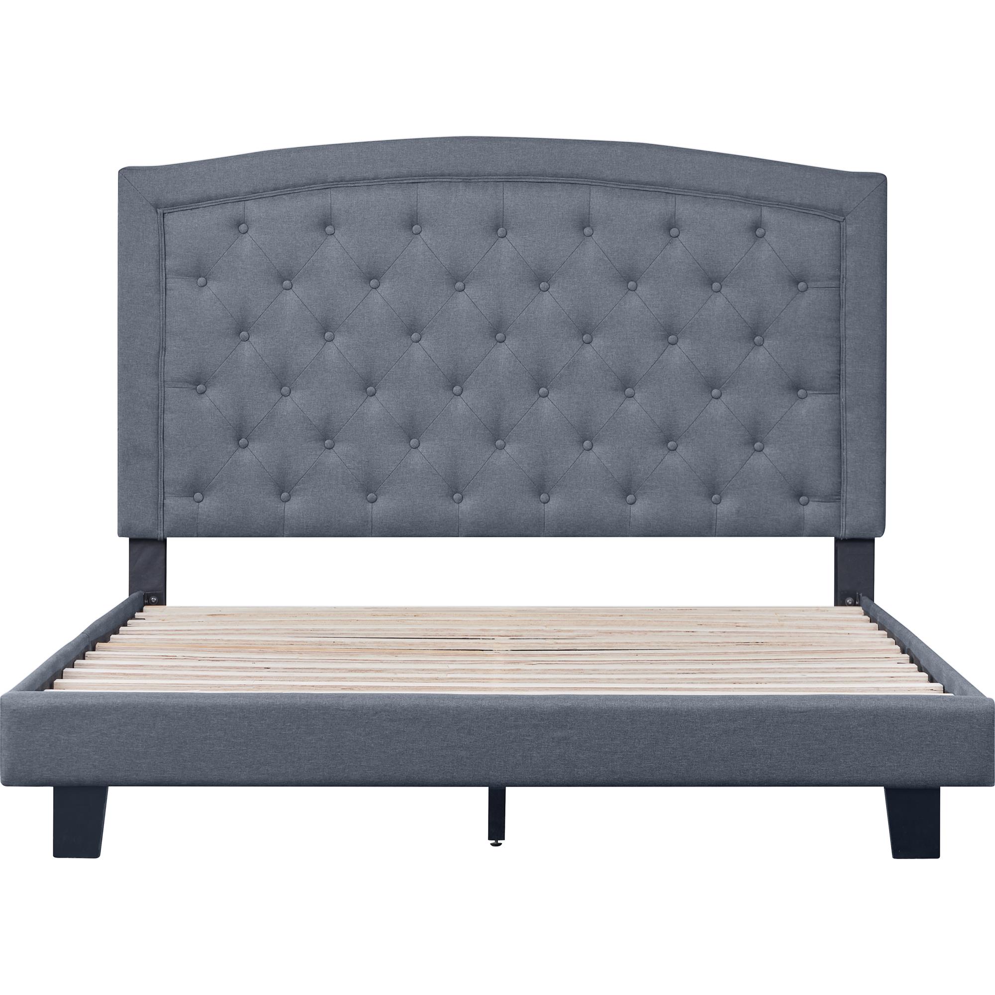 Camden Isle Carlisle Platform Bed | Button Tufted Headboard | King, Gray