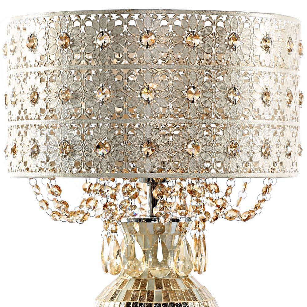 Tracy Porter Poetic Wanderlus Solvang Jeweled Metal and Mosaic Base Table Lamp with Cascading Crystals, Gold