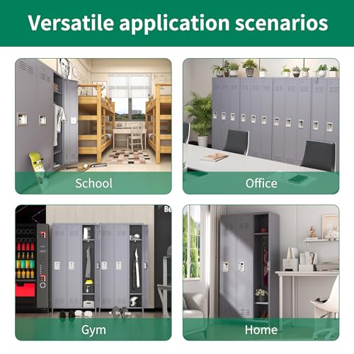 Metal Locker 3 Doors Storage Lockers for Employee,72" Tall Locker with Shelves and Hooks Steel Sports Locker for Office School Office Gym Home Garage