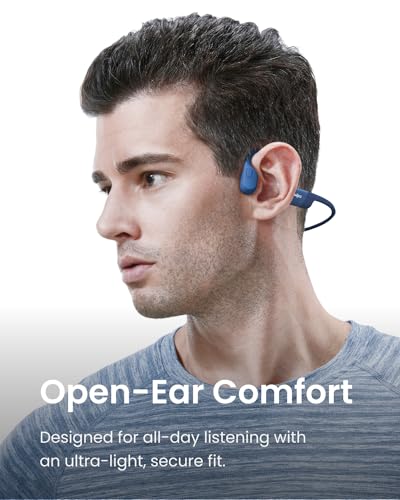 SHOKZ OpenRun - Open-Ear Bluetooth Bone Conduction Sport Headphones, Sweat Resistant Wireless Earphones for Workouts and Running, Built-in Mic
