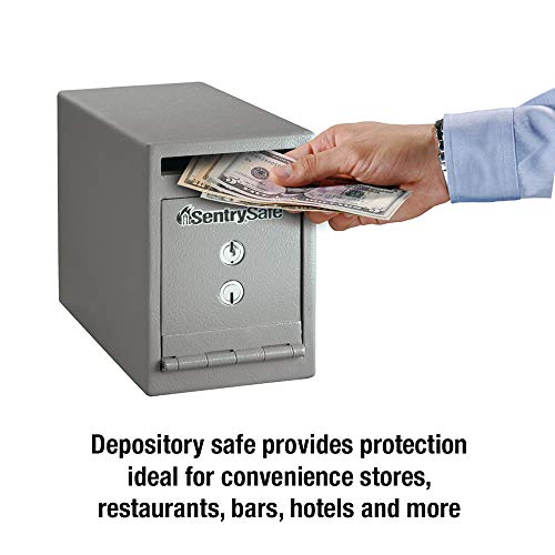 SentrySafe Depository Safe with Dual Key Lock, Steel Drop Slot Safe for Offices and Businesses, Stores Cash Deposits, 0.38 Cubic Feet