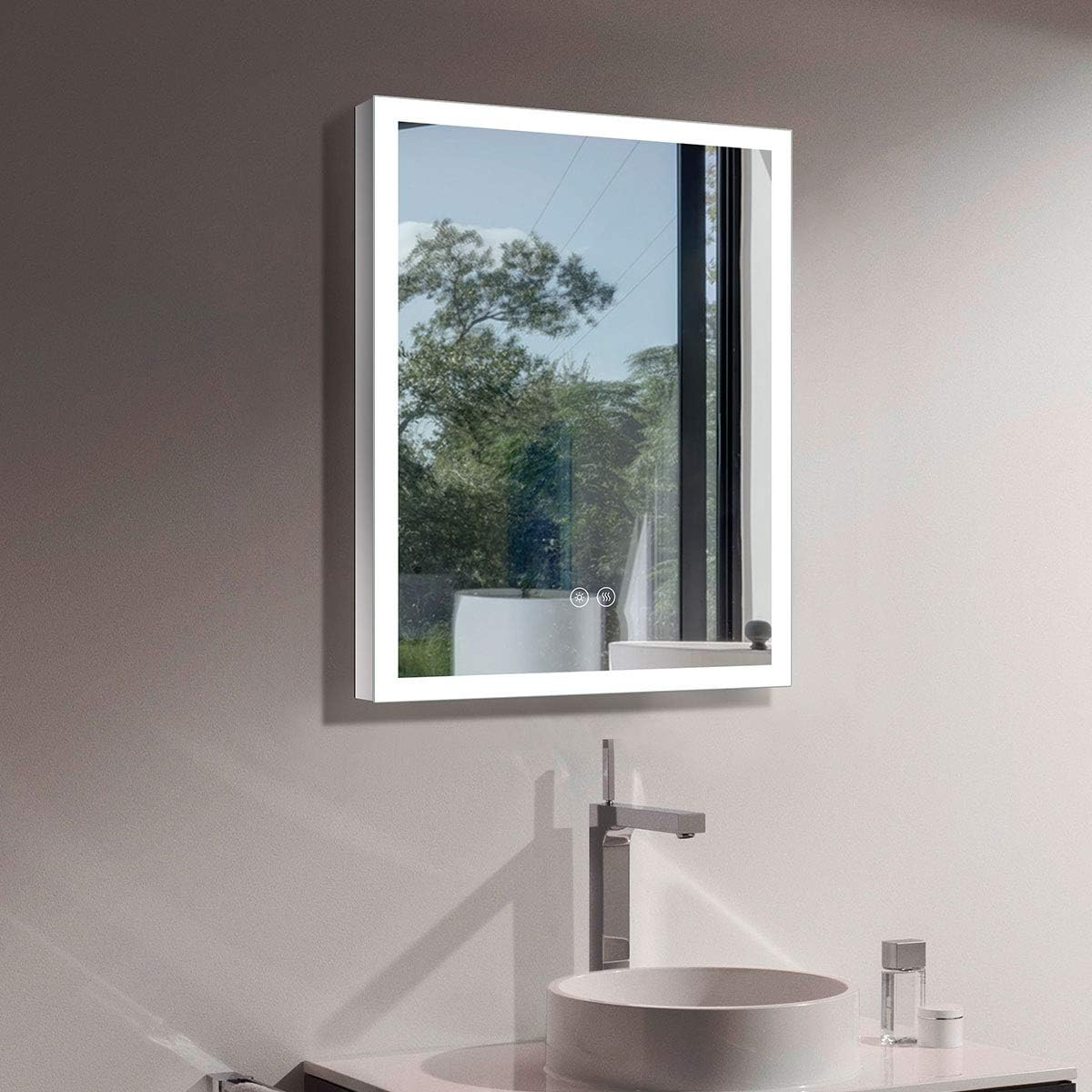 Dimmable LED Bathroom Mirror with Anti-Fog Function, 36x28 in Vertical & Horizontal Mount Illuminated Mirror with Touch Button, CRI>90