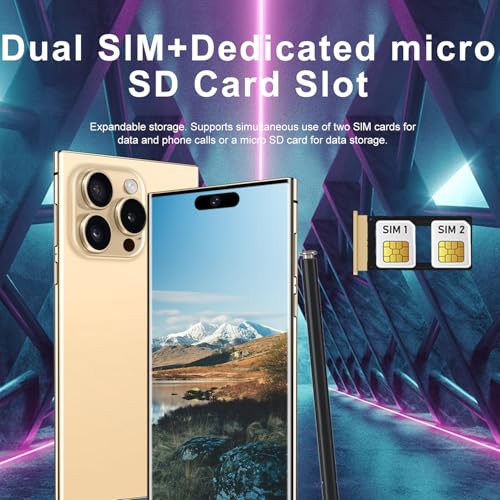 Unlocked Cell Phones Smartphones 5G Phone Android 13 Mobile Phones 8GB+256GB/7 Display/48MP+108MP Camera/6800 mAh/Dual SIM/Build-in Pen (White)