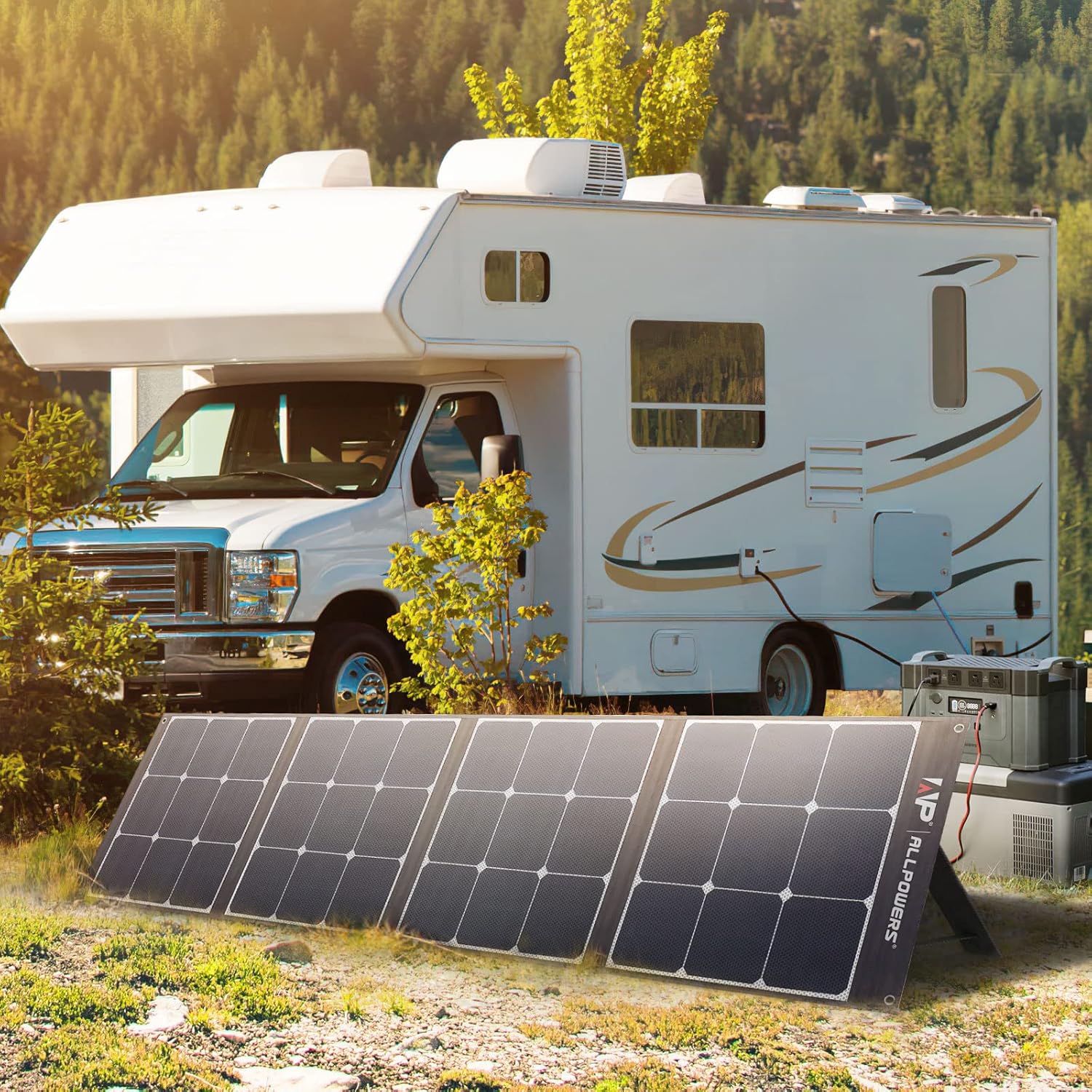 ALLPOWERS 200W Portable Solar Panel Charger Monocrystalline Foldable Solar Panel Kit with MC-4 Output Solar Power Battery for Solar Generator Outdoor