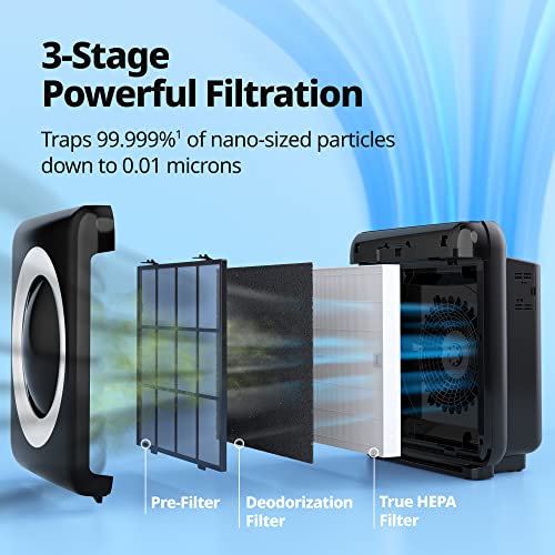 Coway Airmega AP-1512HH(W) True HEPA Purifier with Air Quality Monitoring, Auto, Timer, Filter Indicator, and Eco Mode, 16.8 x 18.3 x 9.7, White