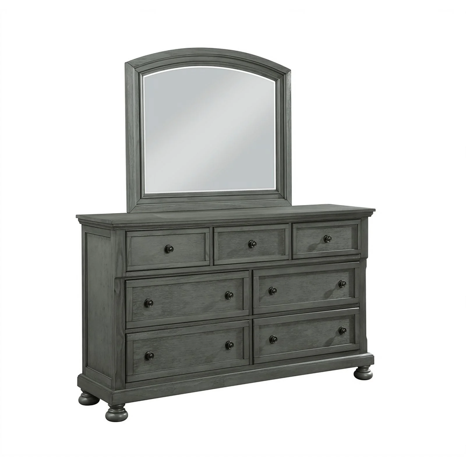 Pemberly Row Modern 5PC King Bedroom Set Made with Wood & Rustic Gray Finish