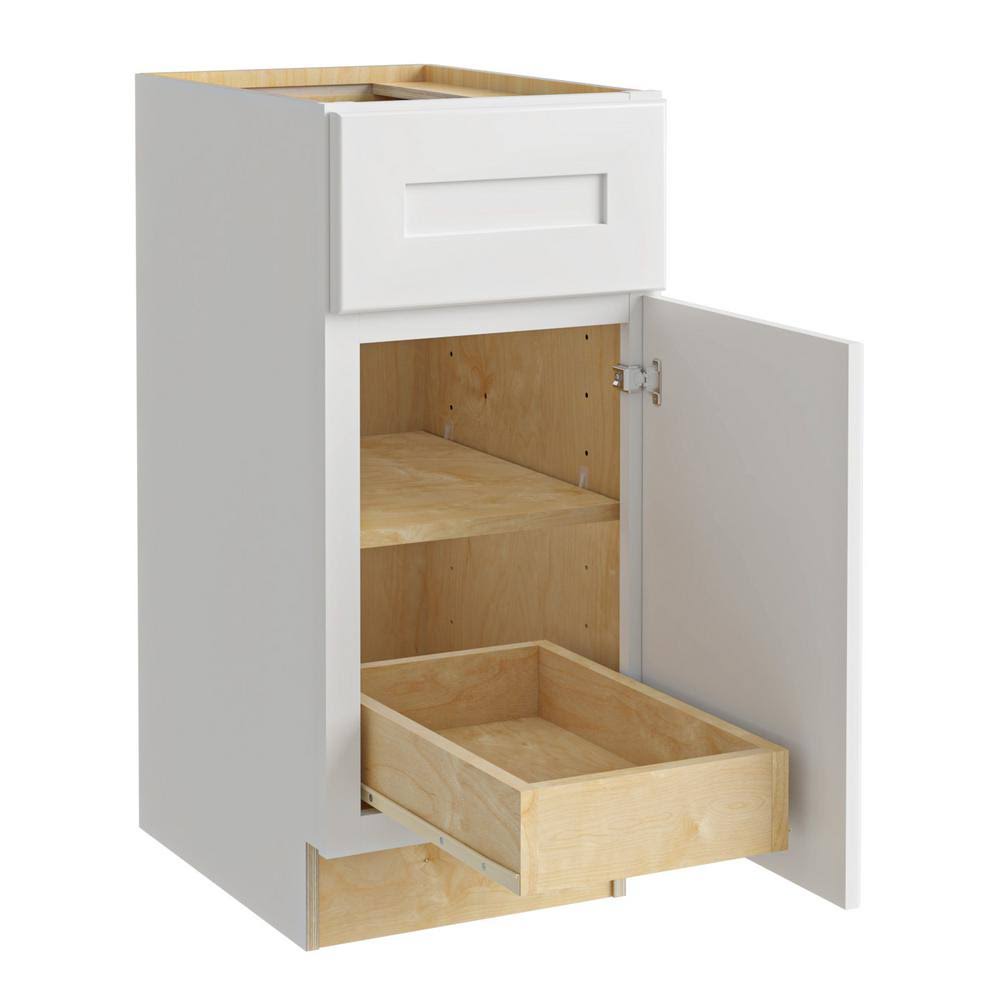 Home Decorators Collection Newport Assembled 18x34.5x24 in. Plywood Shaker Base Kitchen Cabinet Right 1 Rollout Soft Close in Pa