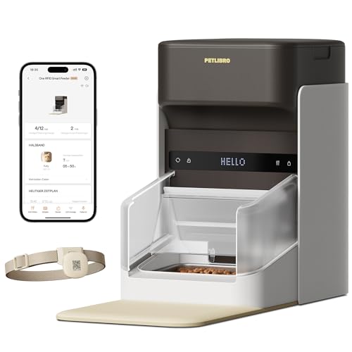 PETLIBRO Upgraded RFID Automatic Cat Feeder, 5G Wi-Fi Automatic Pet Feeder, 3L Auto Cat Feeder App Control with Light Collar Tag