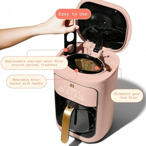 Beautiful Coffee Maker, 14-Cup, Touch Display, Programmable, 1200W, Stainless Steel, Keep Warm, 24h Timer dishwasher-safe (Black Sesame)